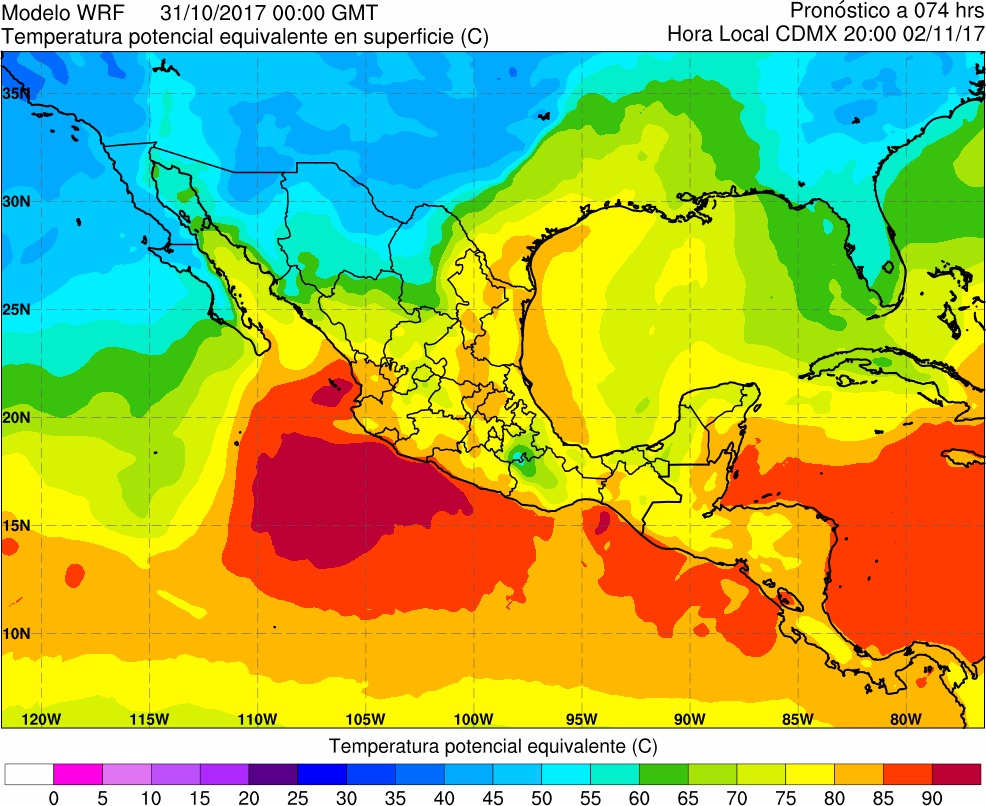 Figura 26. Temperatura potencial equivalente en superficie.